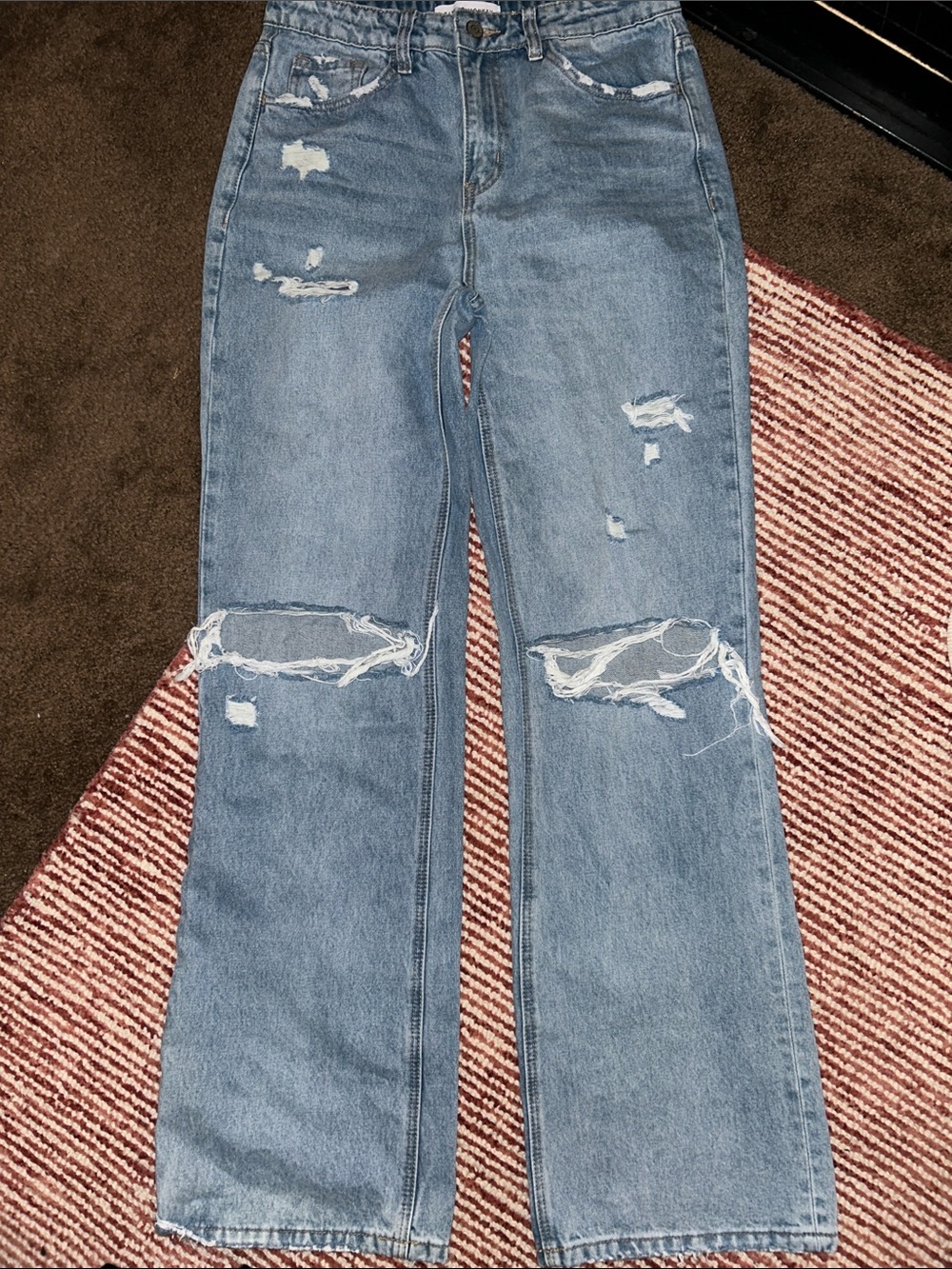 Flying Monkey Light Blue Ripped Wide-Leg Jeans